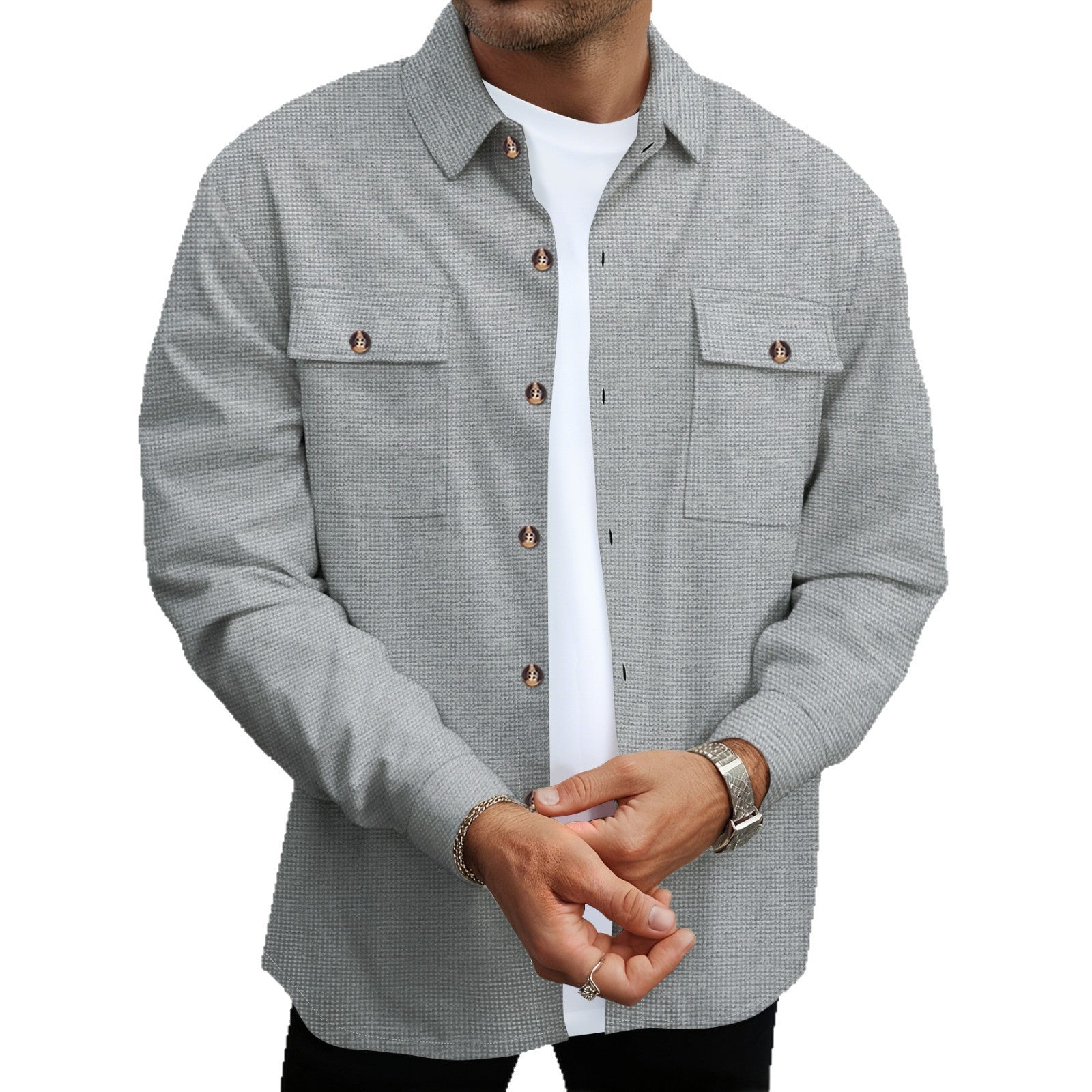 Herren modische Hemdbluse mit praktischen Taschen und modischem Design R&B