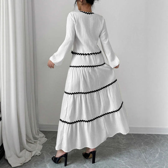 Damen Maxikleid mit Rüschen und Schnürung R&B