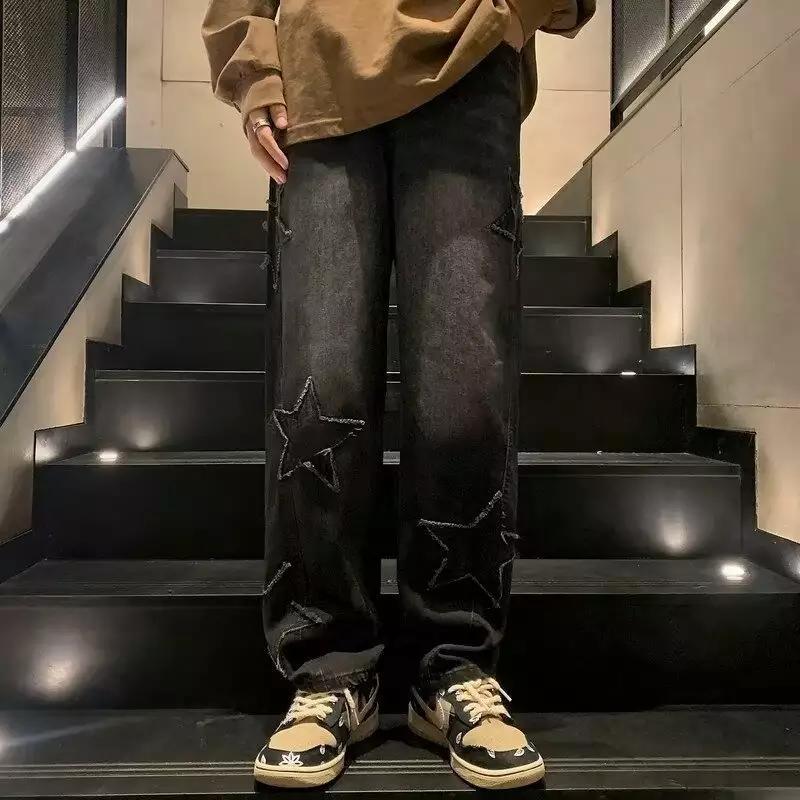 Herren lässige Jeans mit Sterne-Stickerei R&B