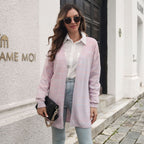 Damen lockere Strickjacke mit modischem Streifenmuster R&B