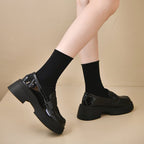 Damen elegante Mokassins mit hohem Blockabsatz R&B