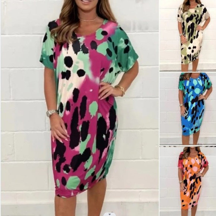 Damen Midikleid mit modernem Animal-Print und weichem Stretchmaterial R&B