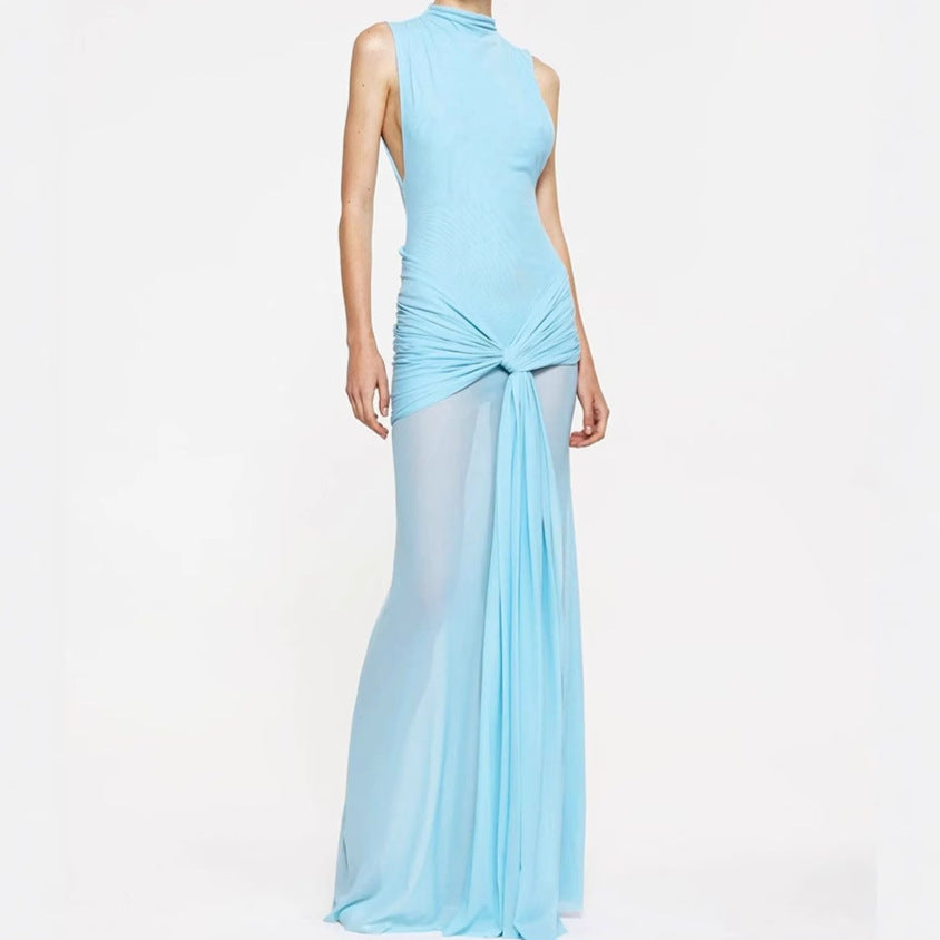 Damen Elegantes Maxikleid mit kreativen Drapierungsdetails und figurbetontem Schnitt R&B
