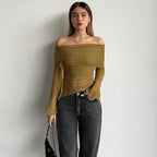 Damen Off-Shoulder Oberteil mit zarten Rüschendetails R&B