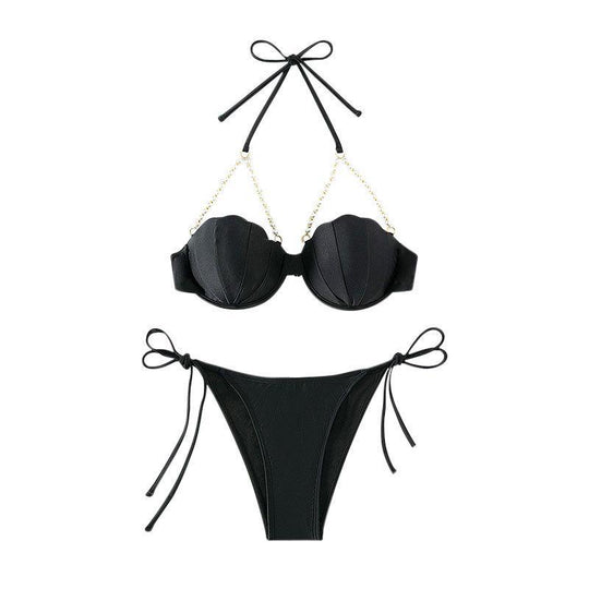 Damen Bikini-Set mit eleganten Muschel-Design und raffinierten Trägerdetails R&B