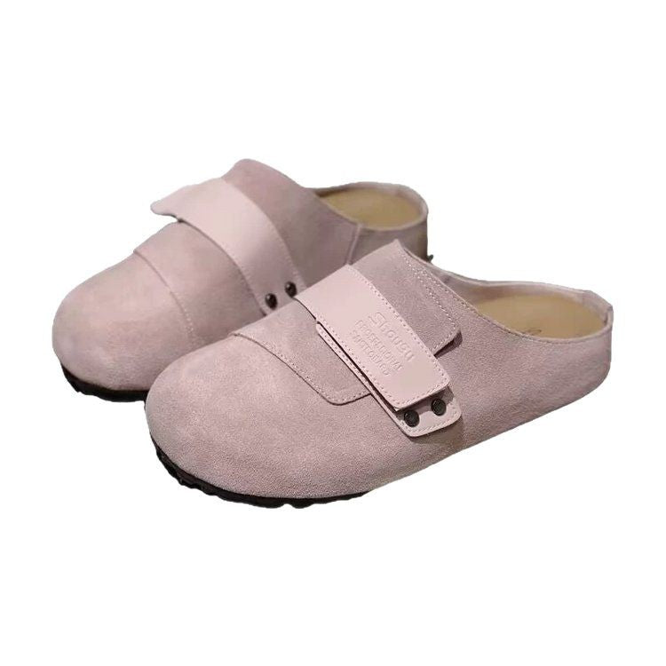 Damen komfortable Filz-Pantoletten mit verstellbarem Riemen und rutschfester Sohle R&B