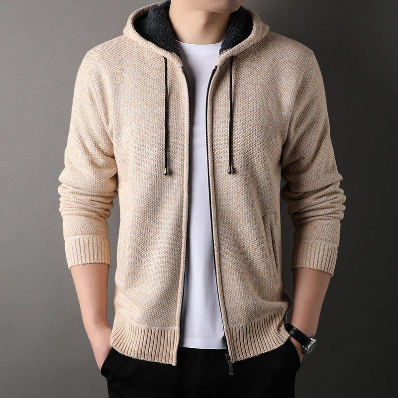 Herren modische Strickjacke mit Kapuze und weich gefüttertem Innenfutter R&B