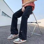 Herren lässige Double-Layer-Hose mit praktischen Druckknöpfen und weitem Bein