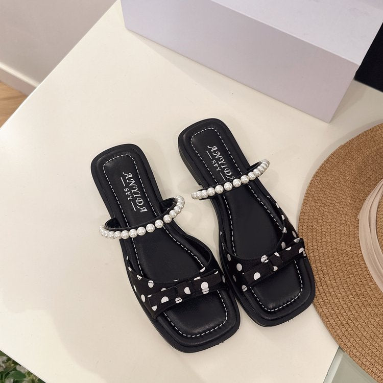 Damen elegante Sandalen mit perlenverziertem Riemendesign R&B