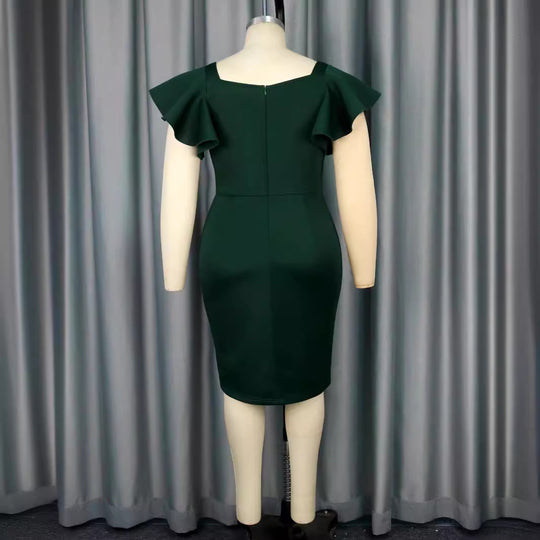 Damen figurbetontes Kleid mit großem Schleifenakzent und seitlichem Schlitz R&B