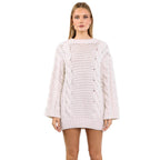 Damen Grobstrickpullover mit modischem Zopfmuster und lässigem Schnitt R&B
