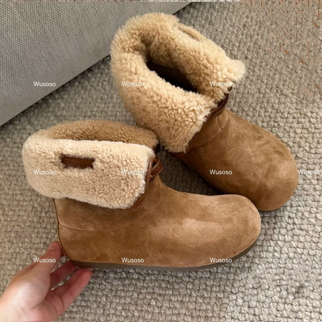 Damen Fluffy Winterboots aus hochwertigem Veloursleder mit kuscheligem Innenfutter R&B