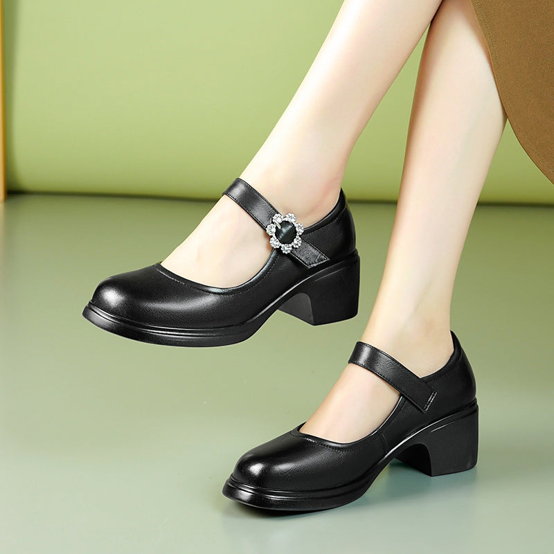 Damen Mary Jane Schuhe mit eleganter Strassverzierung und komfortablem Blockabsatz R&B