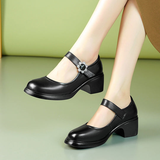 Damen Mary Jane Schuhe mit eleganter Strassverzierung und komfortablem Blockabsatz R&B