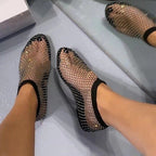 Damen Stylish Netzsandalen mit funkelnden Akzenten und elastischem Riemen R&B