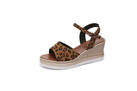 Damen Wedge-Sandalen mit buntem Musterdruck und komfortablem Fußbett R&B