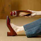 Damen elegante Lackpumps mit dekorativer Schnalle