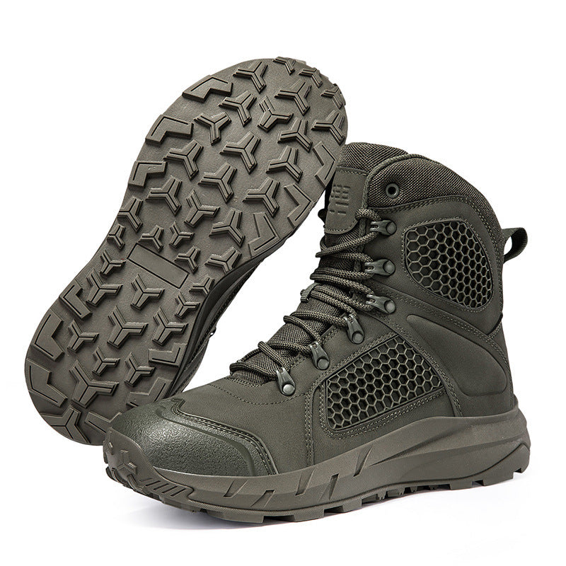 Damen robuste Outdoor-Schnürstiefel mit rutschfester Sohle und atmungsaktivem Obermaterial