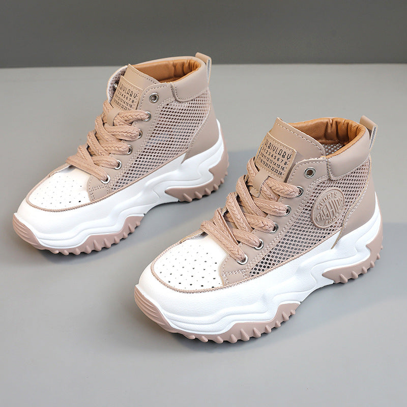 Damen hochgeschnittene Sneakers mit atmungsaktiver Netzstruktur und stoßdämpfendem Sohlenprofil R&B