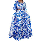 Damen Maxikleid mit überschnittenen Ärmeln und weitem Rock R&B
