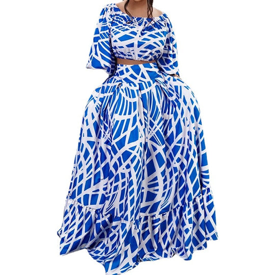 Damen Maxikleid mit überschnittenen Ärmeln und weitem Rock R&B