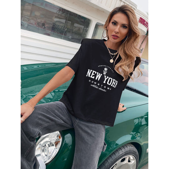 Damen T-Shirt mit modischem New York Druck und lässigem Schnitt R&B