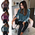 Damen Satin Bluse mit dekorativen Brusttaschen R&B