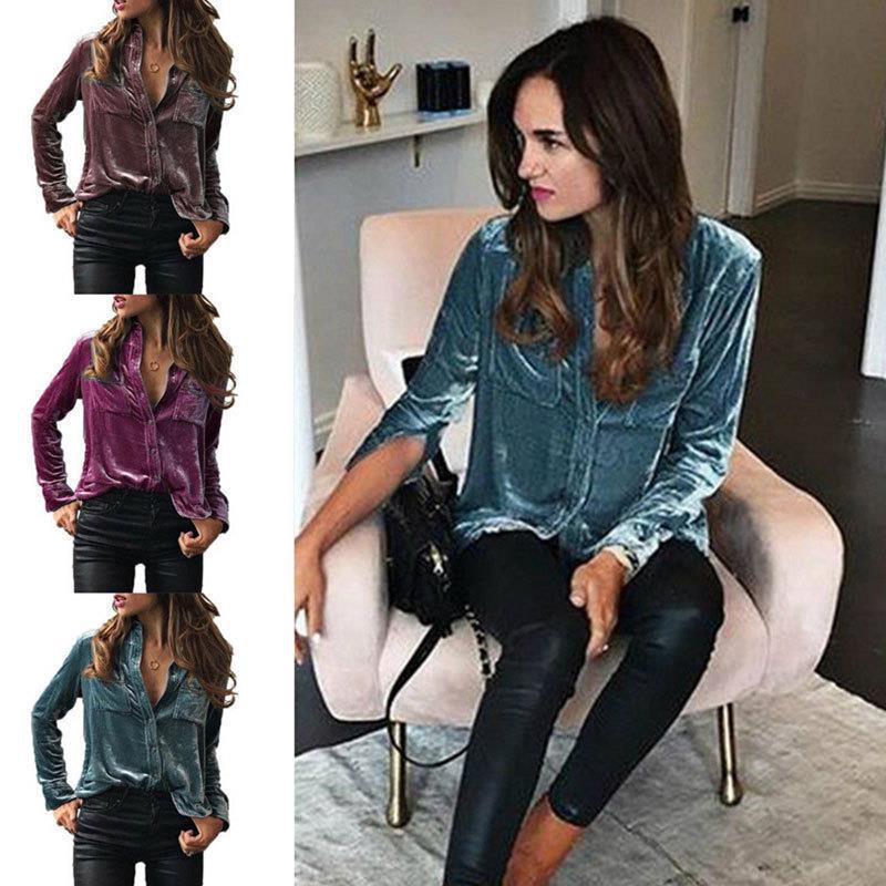 Damen Satin Bluse mit dekorativen Brusttaschen R&B