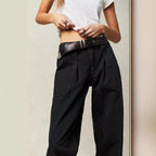 Damen Weite Jeans mit Gürtel und praktischen Taschen