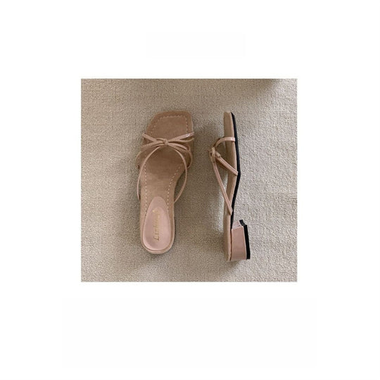 Damen elegante Sandalen mit zierlichen Riemen und niedrigem Absatz R&B