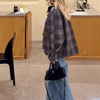Damen Karierte Utility-Jacke mit praktischem Button-Detail und lässigem Schnitt R&B