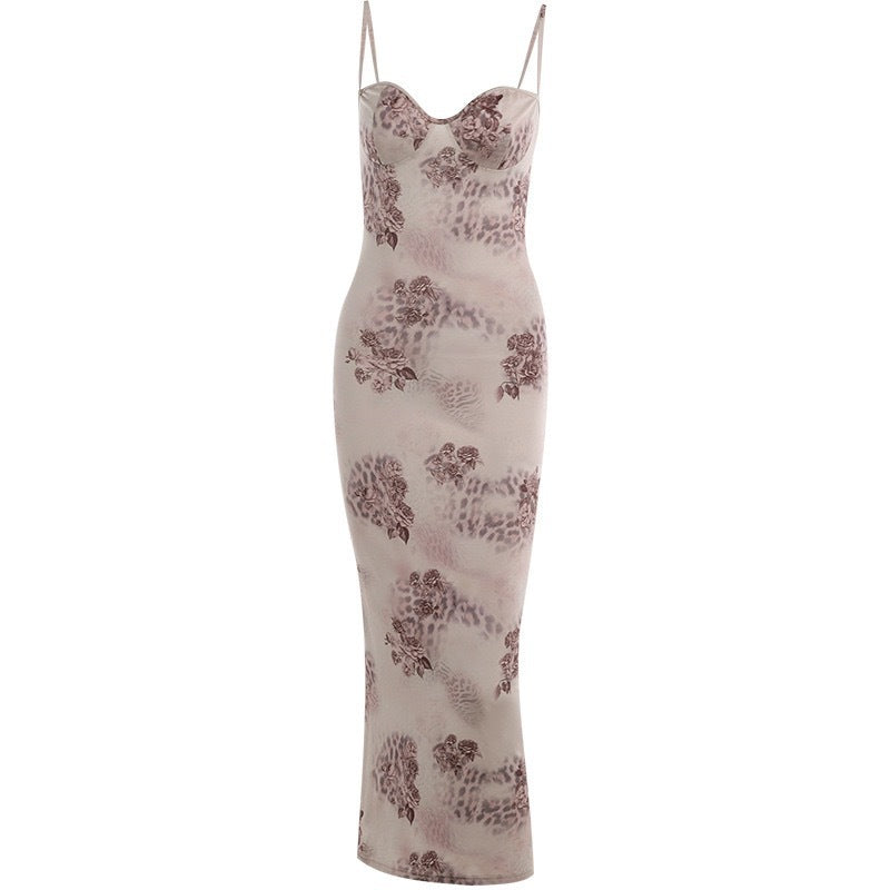 Damen Figurumspielendes langes Kleid mit floralem Spitzenoberteil R&B