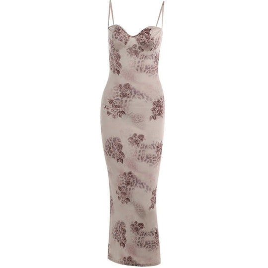 Damen Figurumspielendes langes Kleid mit floralem Spitzenoberteil R&B