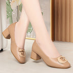 Damen Elegante Blockabsatz-Pumps mit dekorativem Schmuckdetail