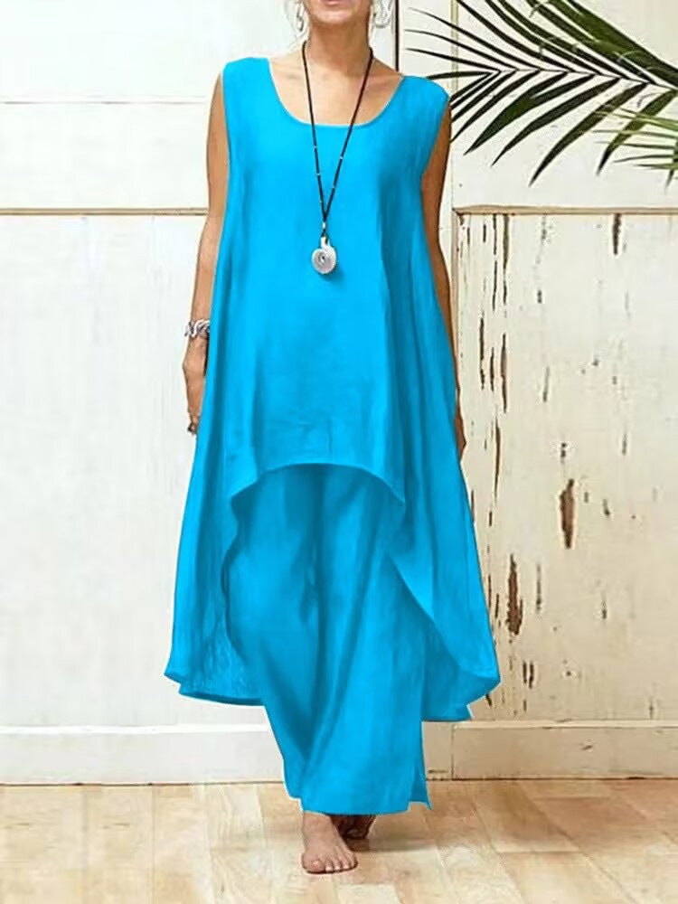 Damen Fließendes Tunika Maxi Overall R&B