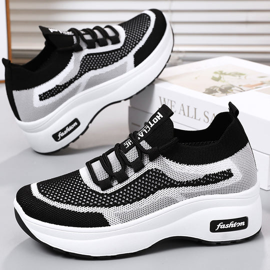 Damen Sportliche Sneakers mit atmungsaktiver Strick-Oberfläche und flexibler Sohle R&B