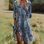 Damen Freizeitkleid mit modischem V-Ausschnitt und Seitenschlitz R&B