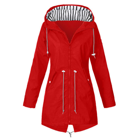 Damen wasserabweisende Freizeitjacke mit verstellbarem Kapuzenkragen und funktionalen Taschen R&B