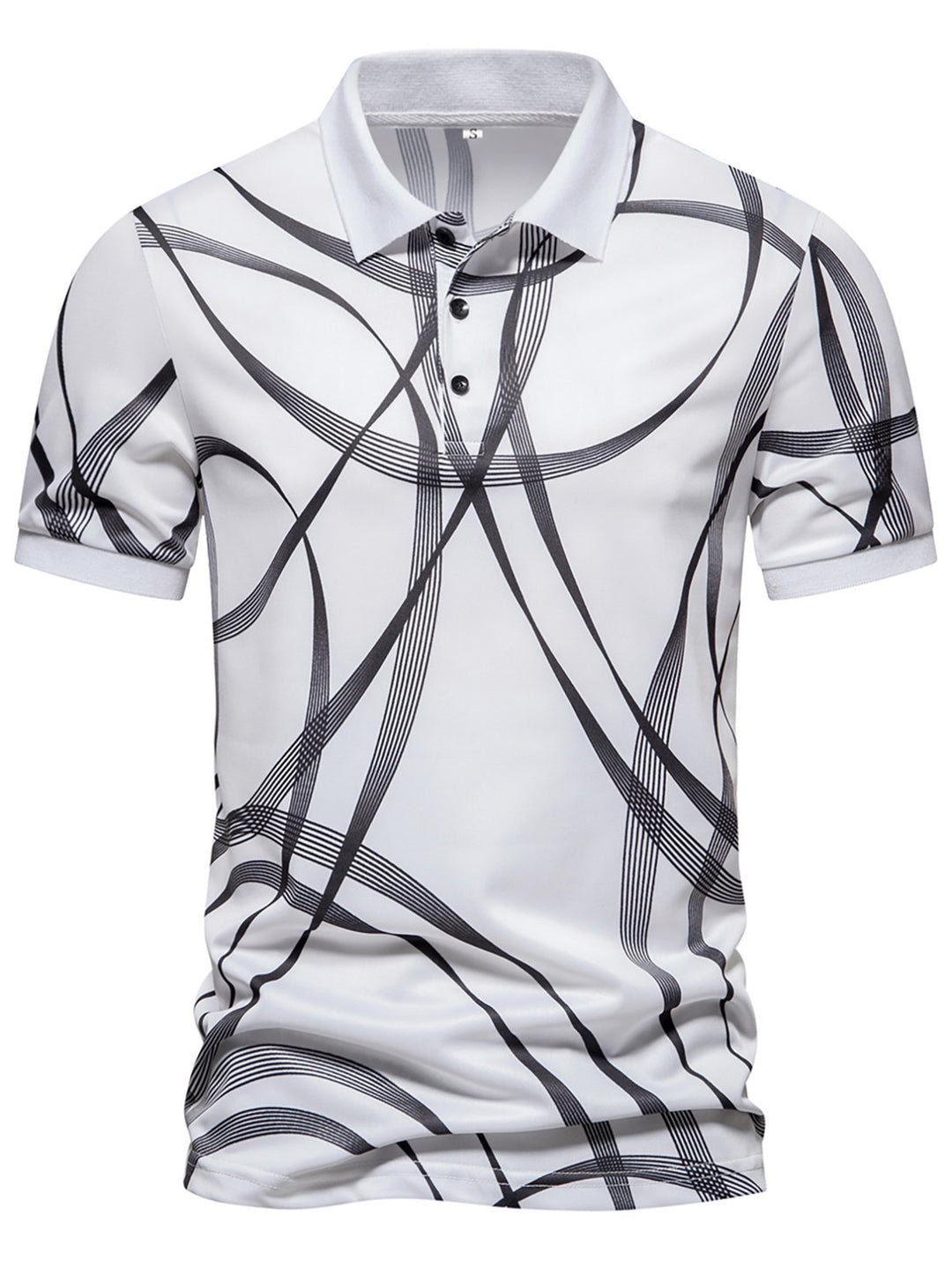 Herren Poloshirt mit modernem grafischen Muster und atmungsaktiven Eigenschaften R&B