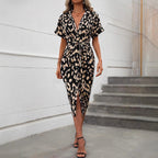 Damen Midikleid mit Knopfverschluss und Schlitz R&B