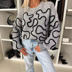 Damen kuscheliger Strickpullover mit kreativem Muster R&B