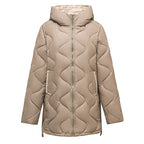 Damen gesteppte Winterjacke mit Kapuze und verstellbarem Kordelzug