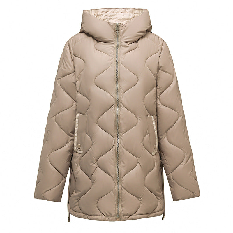 Damen gesteppte Winterjacke mit Kapuze und verstellbarem Kordelzug
