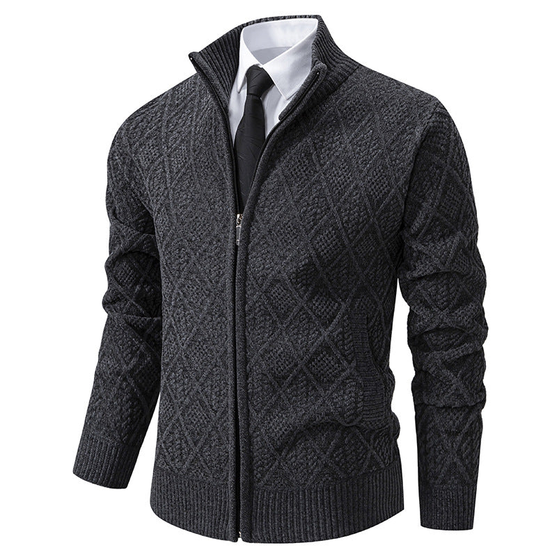 Herren modische Strickjacke mit grafischem Zipper-Design