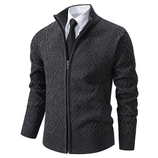 Herren modische Strickjacke mit grafischem Zipper-Design R&B