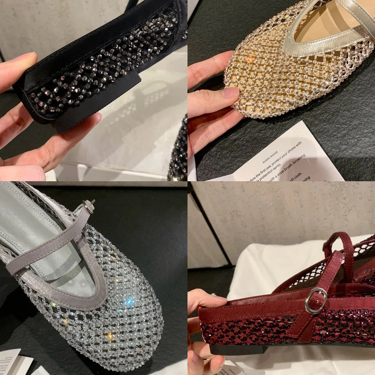 Damen Ballerinas mit modischem Netzdesign und eleganter Riemchen-Applikation R&B