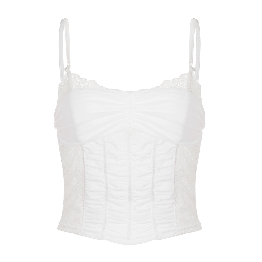 Damen Spitzen-Corsage-Oberteil mit eleganter Schnürung und figurformendem Design R&B