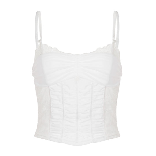 Damen Spitzen-Corsage-Oberteil mit eleganter Schnürung und figurformendem Design R&B