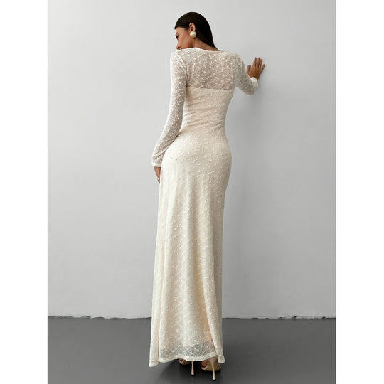 Damen Maxikleid mit transparenten Ärmeln R&B
