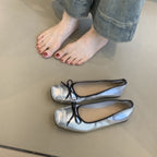 Damen elegante Ballerinas mit glänzendem Obermaterial und zierlicher Schleifenverzierung R&B